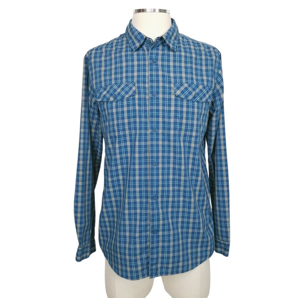 Patagonia Men's Long-Sleeved High Moss Shirt Ombre Boxes: Radar Blue Sz Medium